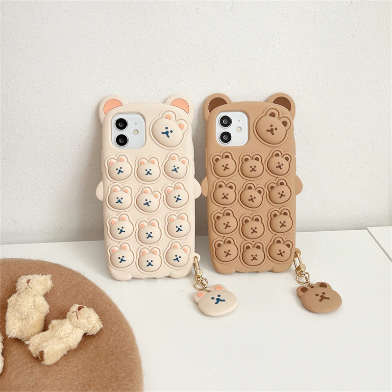 Teddy Bear Fidget Texture iPhone Case 2 Colours Ice Cream Cake