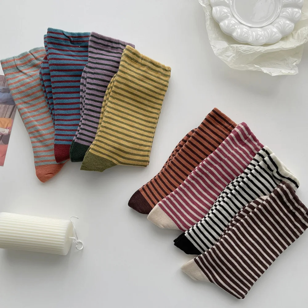 Retro Stripe Crew Socks (8 Colours)