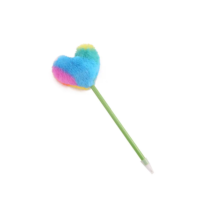 Fluffy Rainbow Heart Pen