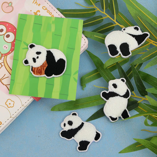 Fuzzy Panda Embroidered Iron-On Patch (4 Designs)