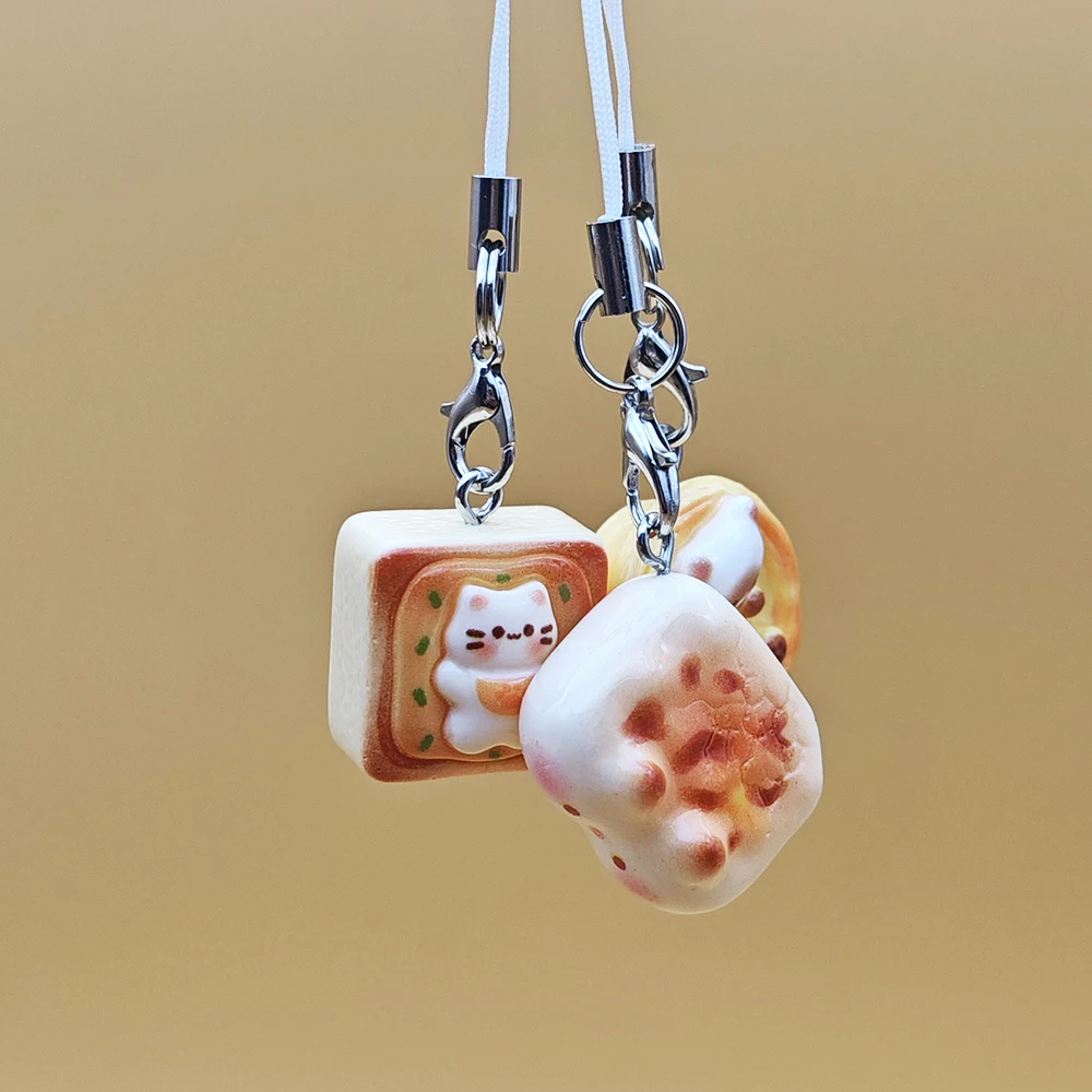 Bread Kitty Charm Strap, Set of 3