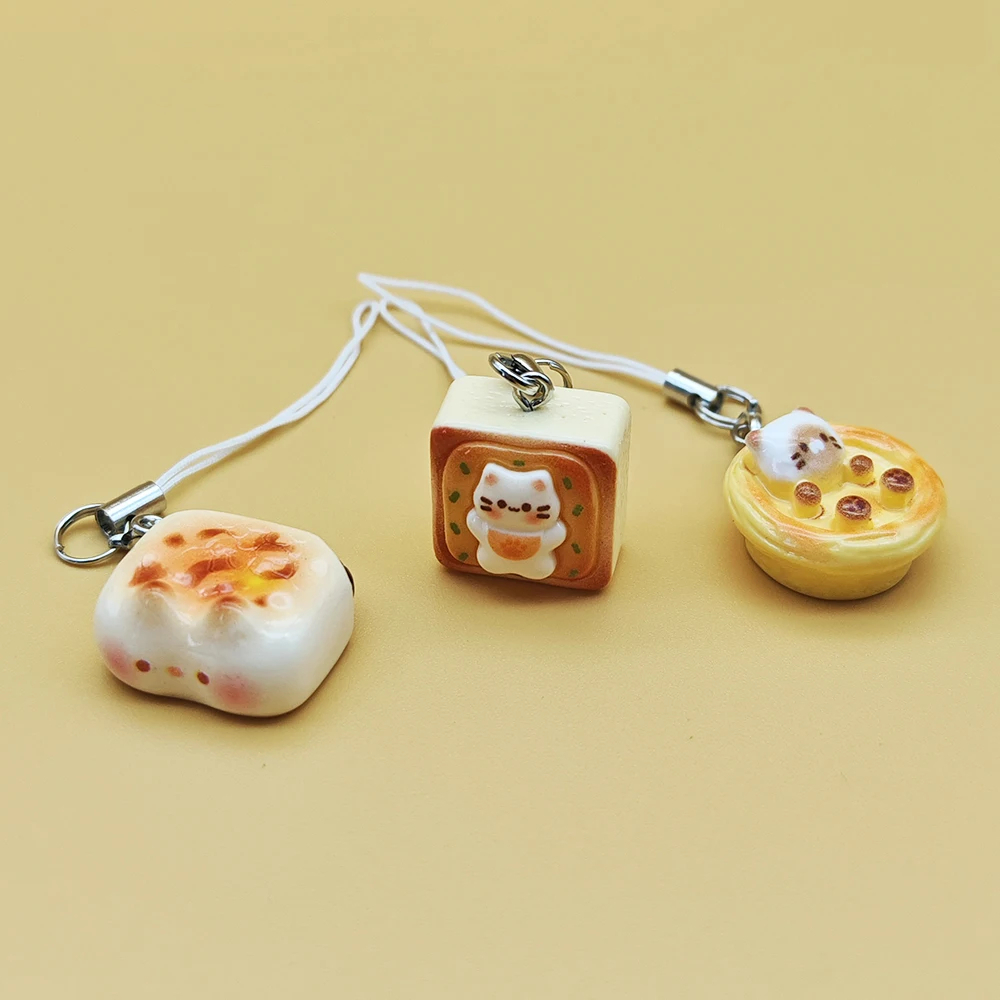 Bread Kitty Charm Strap, Set of 3