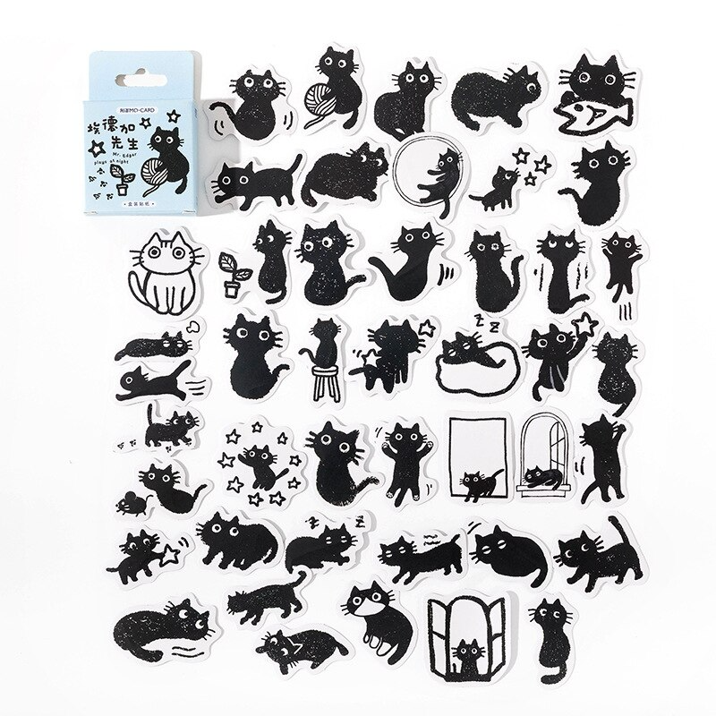 Black Cat Sticker Set (45 Stickers)