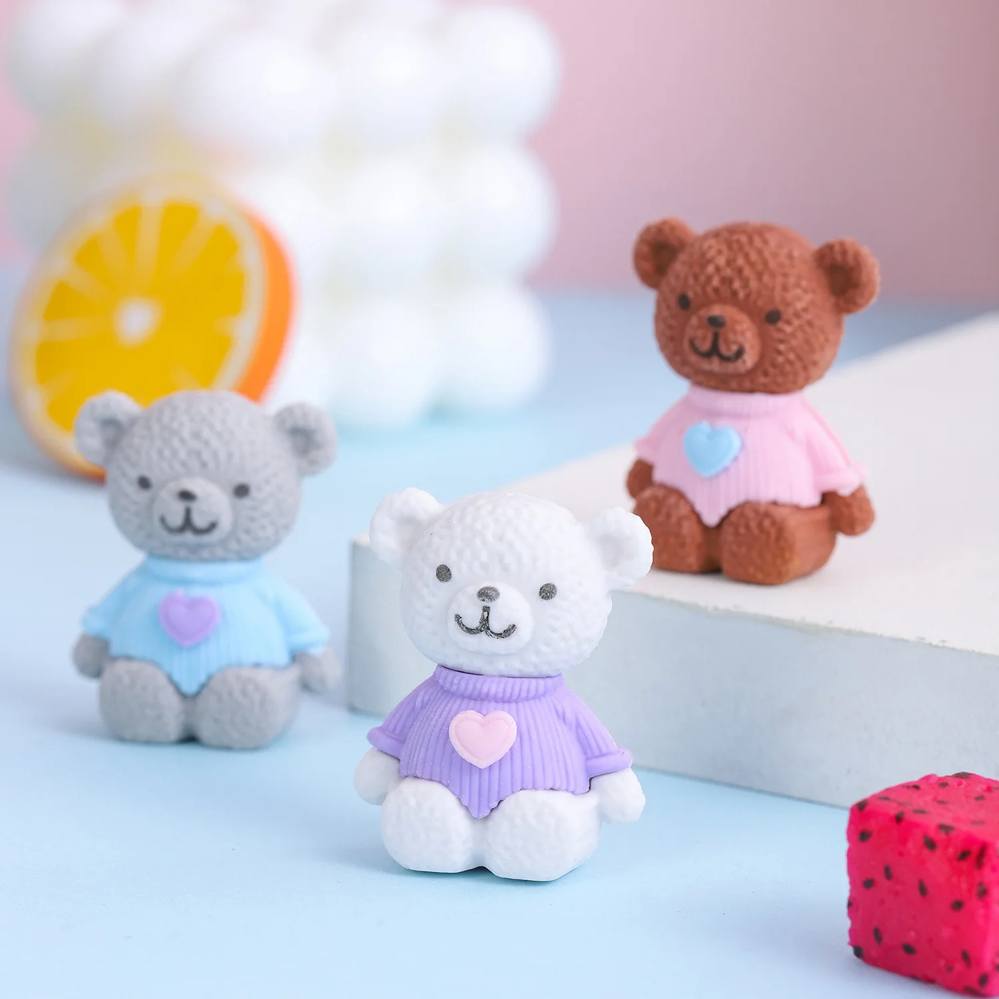 Teddy Bear Eraser Pack (Set of 4)