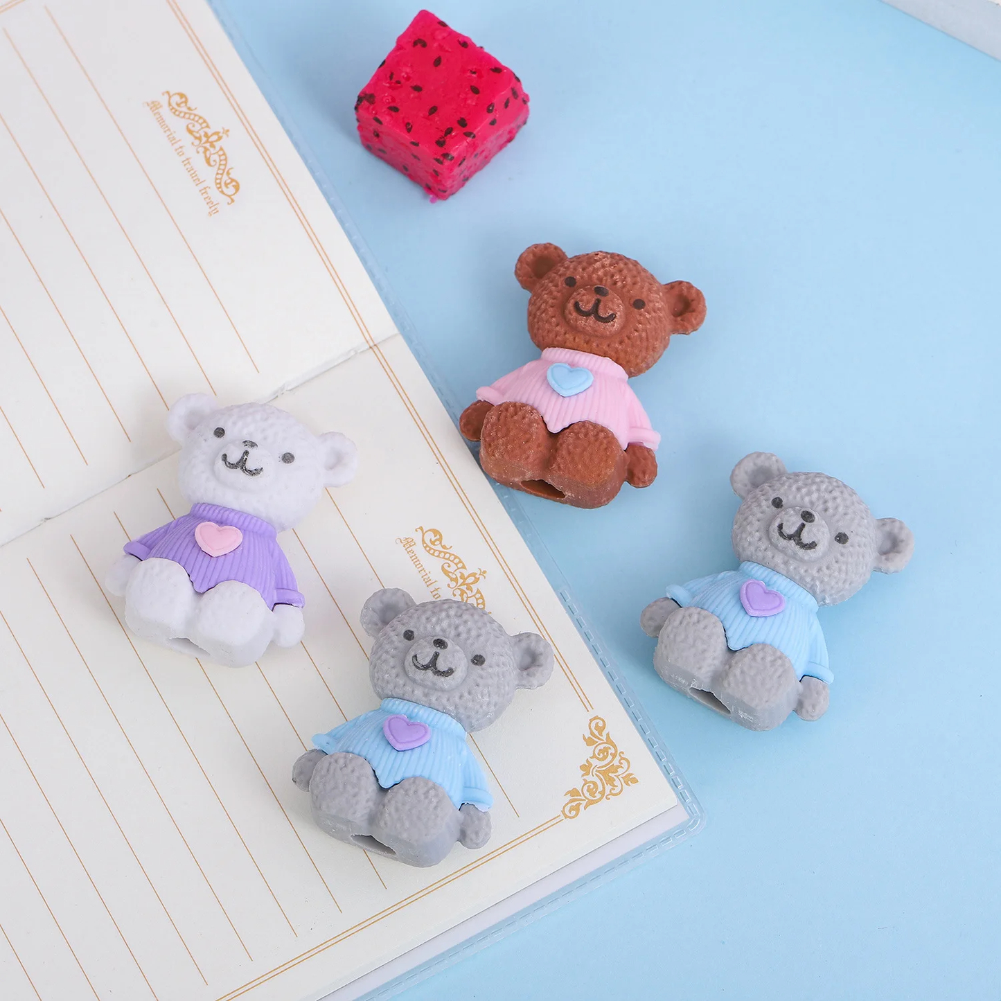 Teddy Bear Eraser Pack (Set of 4)