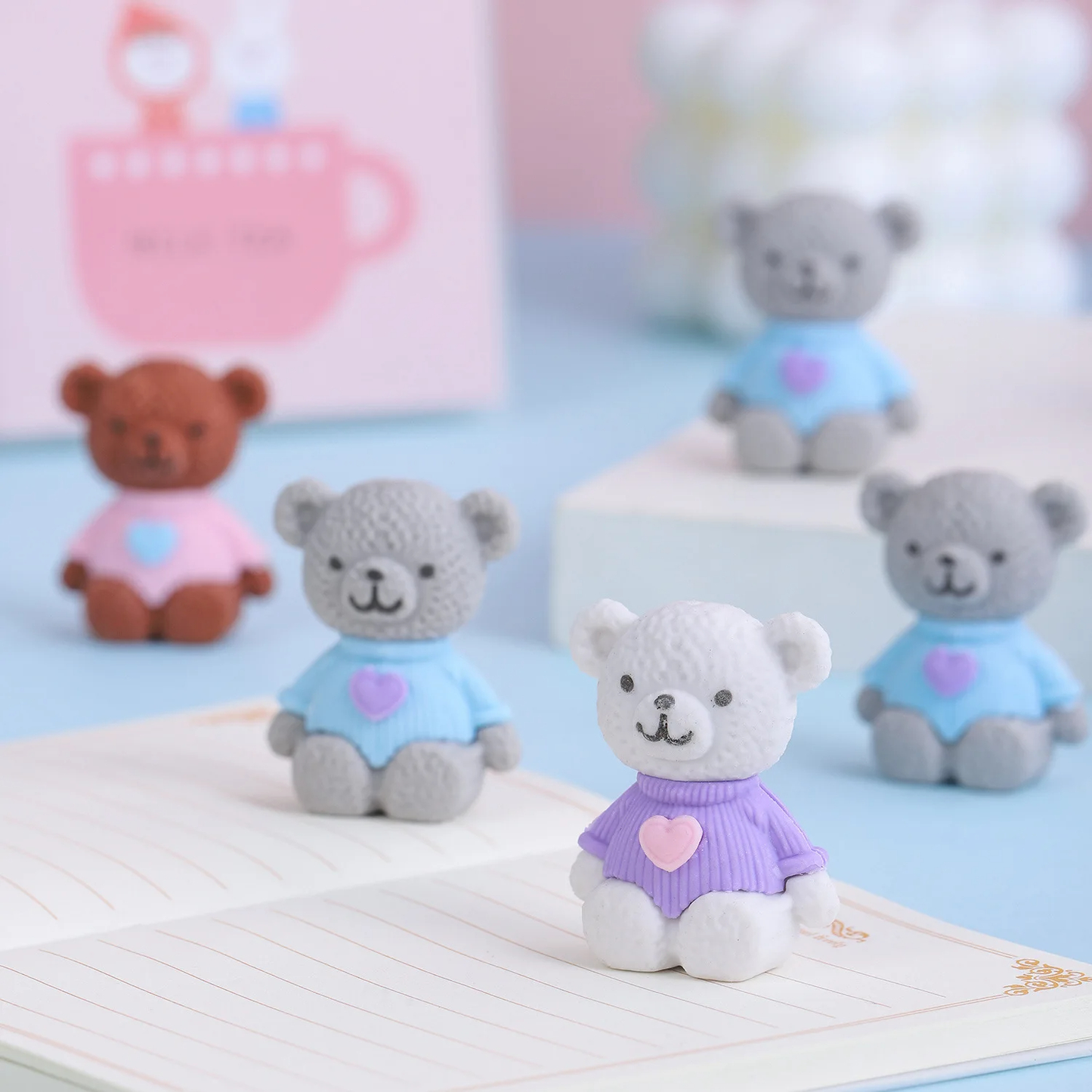 Teddy Bear Eraser Pack (Set of 4)