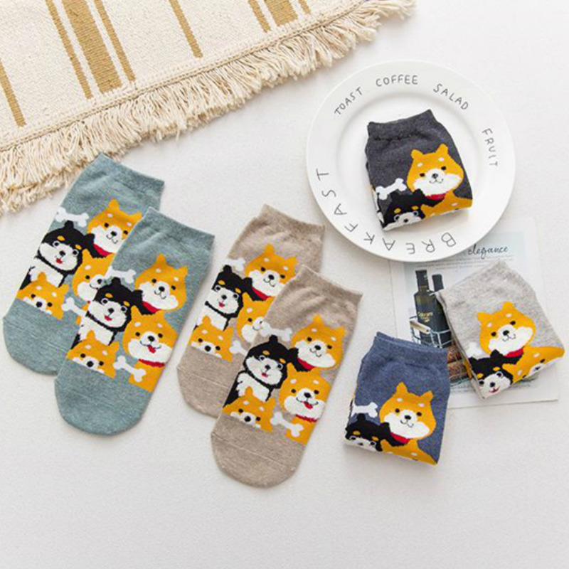 Shiba Inu Sneaker Socks (5 Colours)