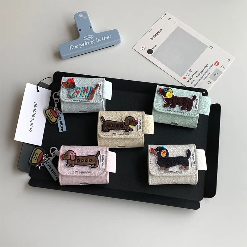 Stylish Dachshund Puppies Embroidery AirPods Charger Case Cover (5 Designs)