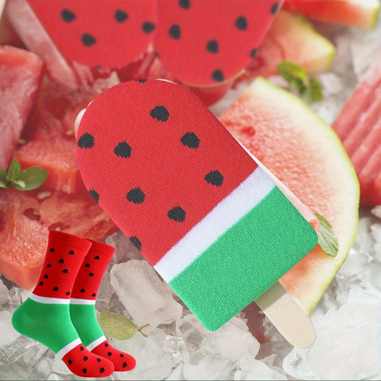 Watermelon Ice Pop Crew Socks Gift Box