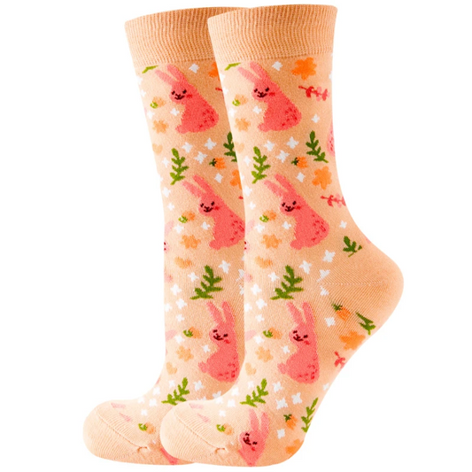 Carrot Garden Bunnies Crew Socks