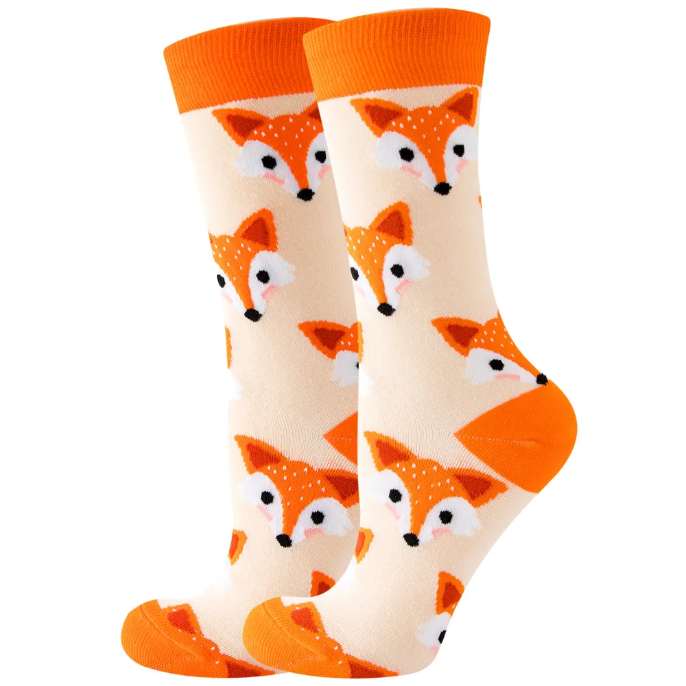 Fox Face Pattern Crew Socks