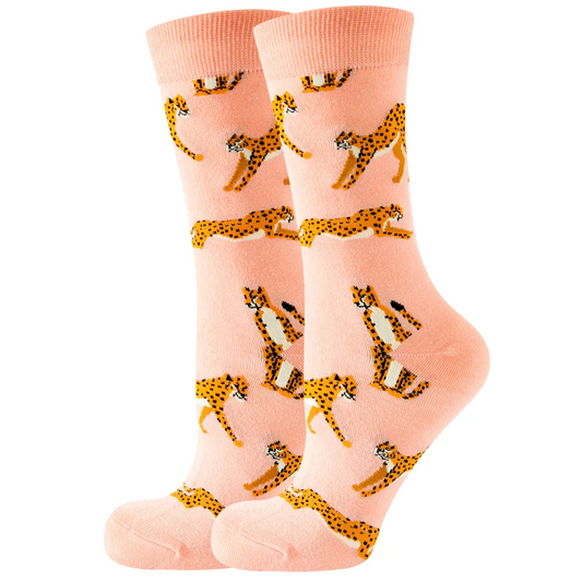 Cheetah Pattern Crew Socks