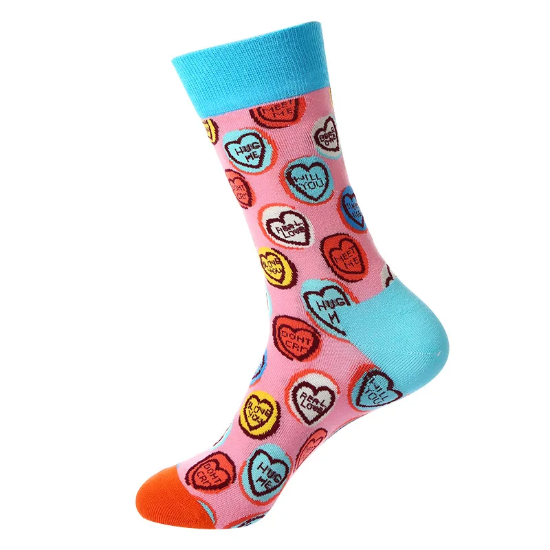 Candy Hearts Pattern Crew Socks