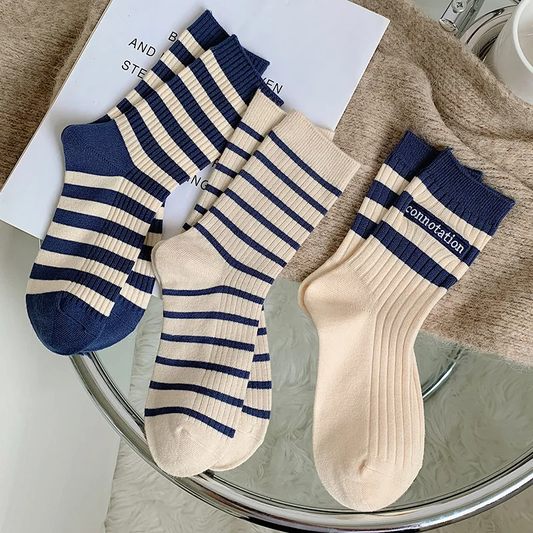 Contrast Stripe Crew Socks (3 Colours)