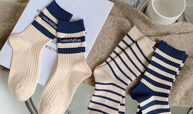 Contrast Stripe Crew Socks (3 Colours)