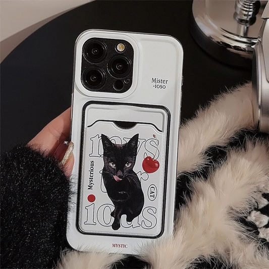 Black Cat iPhone Case with Card Wallet (Copy