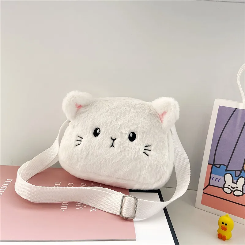 Plush Cat Face Mini Bag (4 Colours)