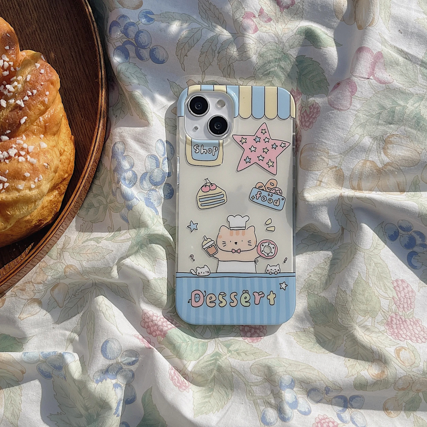 Bakery Cat iPhone Case with Charm Strap