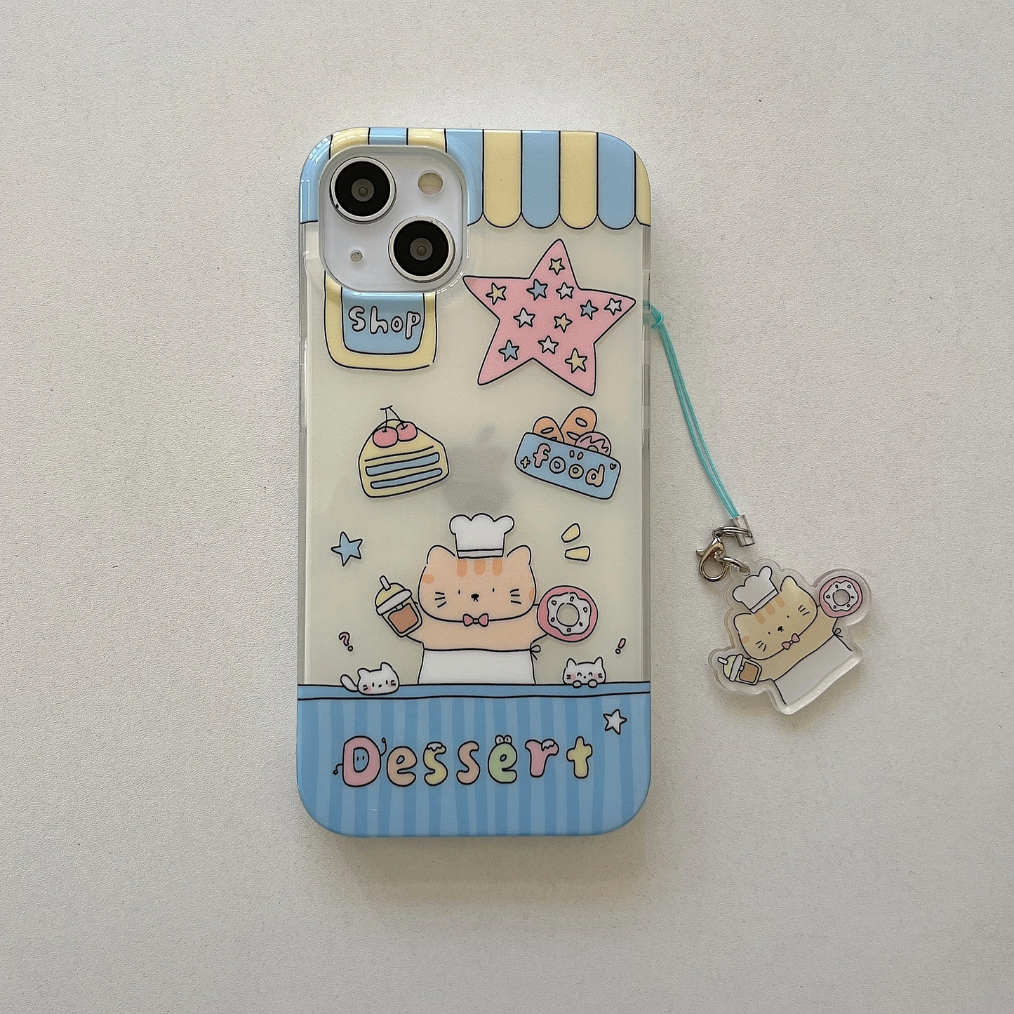 Bakery Cat iPhone Case with Charm Strap