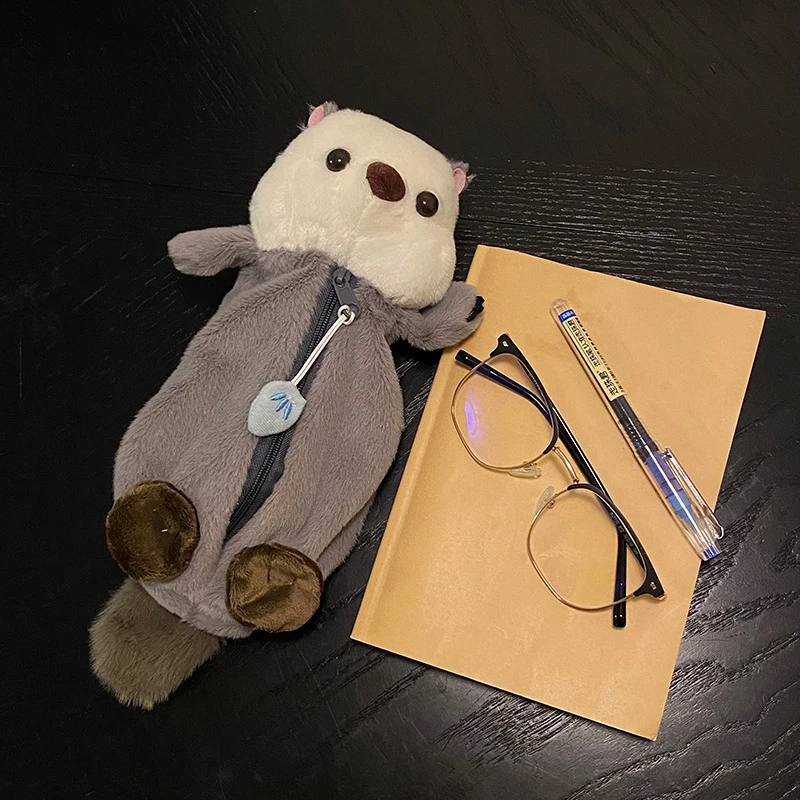 Snacking Otter Plush Pencil Case