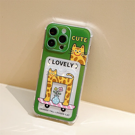 Skateboarding Cat iPhone Case with Card Slot