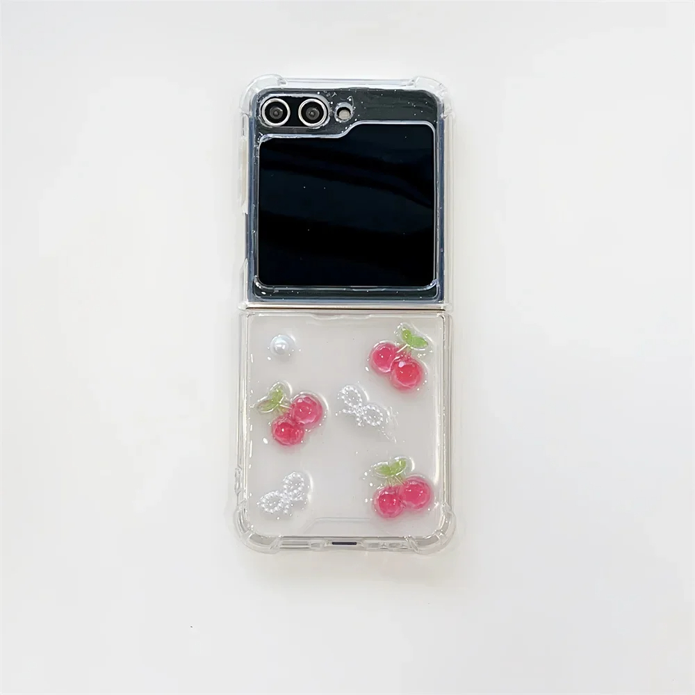 Resin Cherries and Pearl Bows Galaxy Z Flip Phone Case