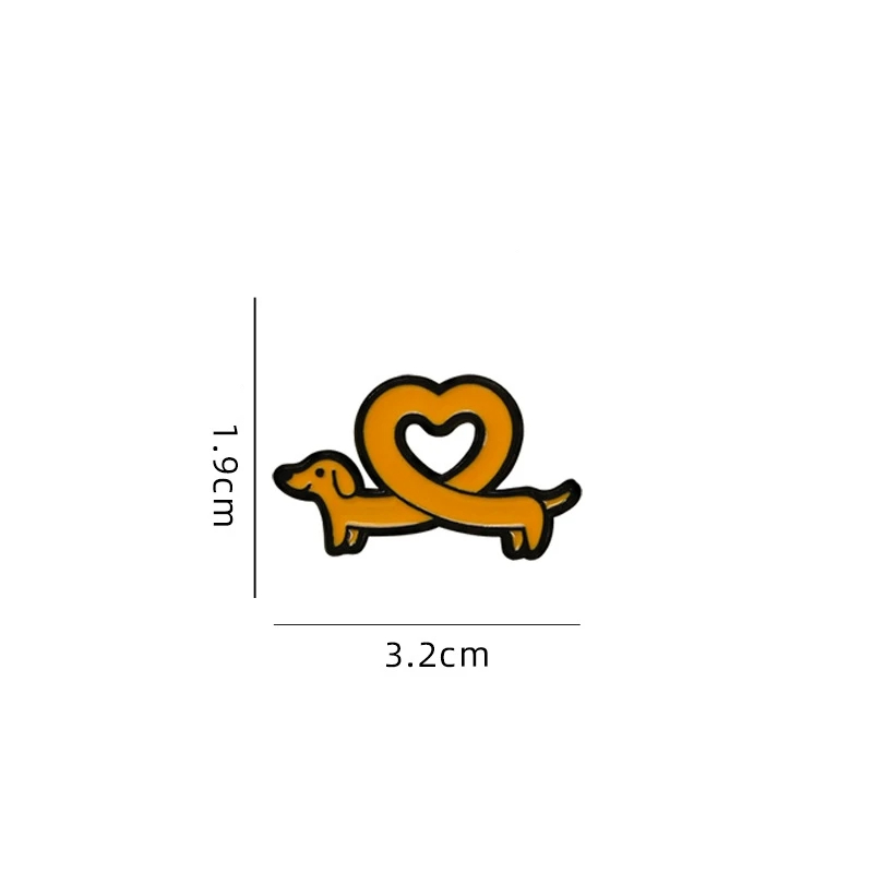 Heart Shaped Sausage Dog Enamel Pin