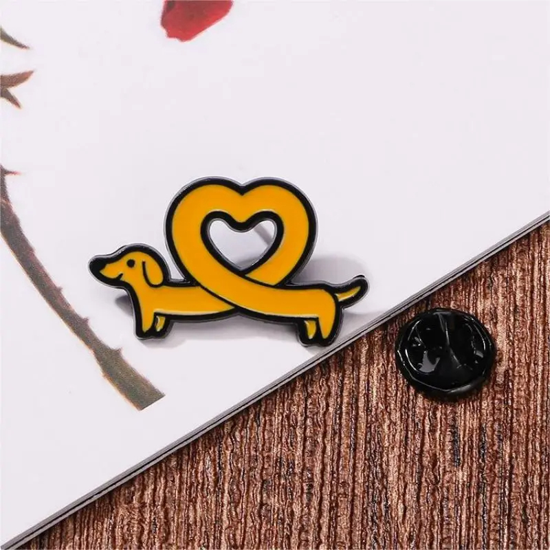 Heart Shaped Sausage Dog Enamel Pin