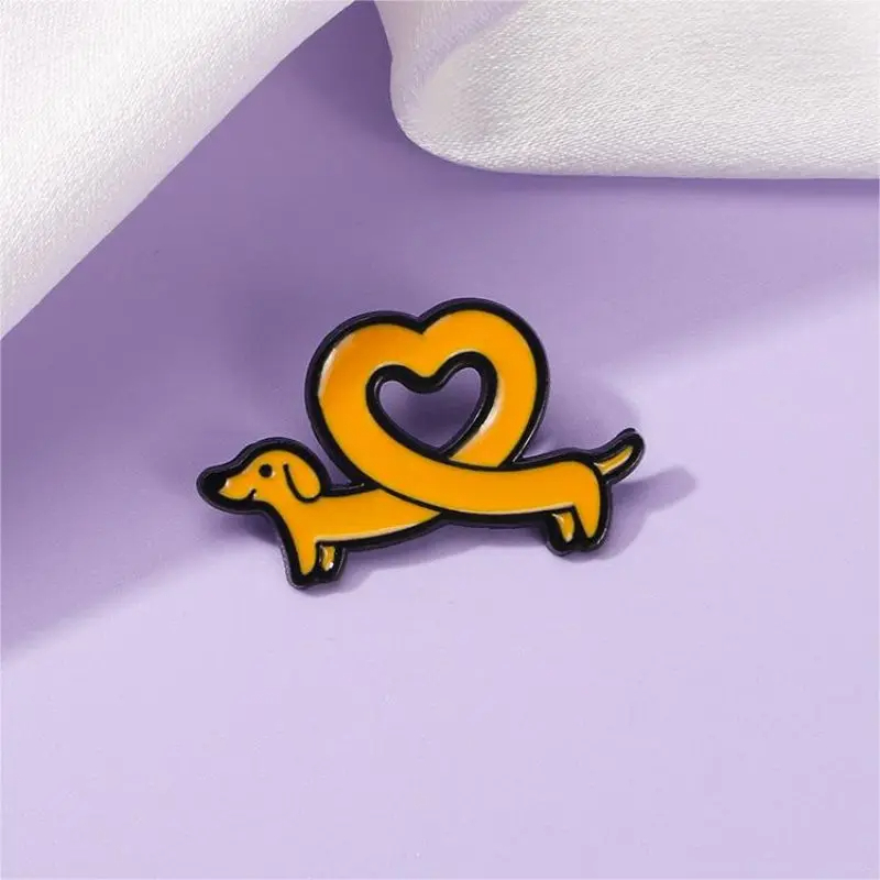 Heart Shaped Sausage Dog Enamel Pin