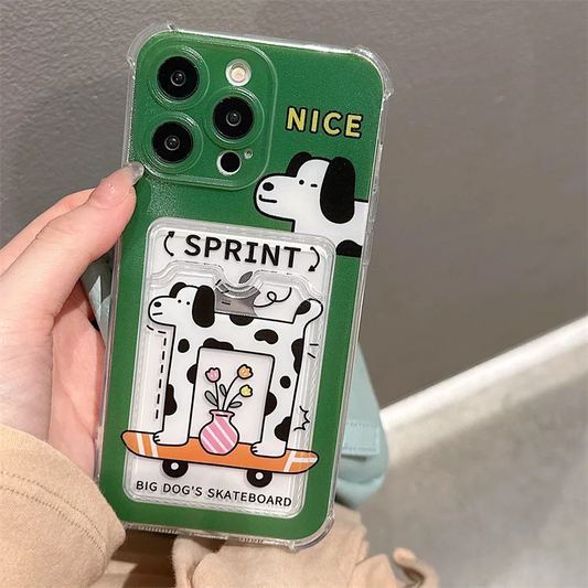 Skateboarding Dog iPhone Case with Card Slot