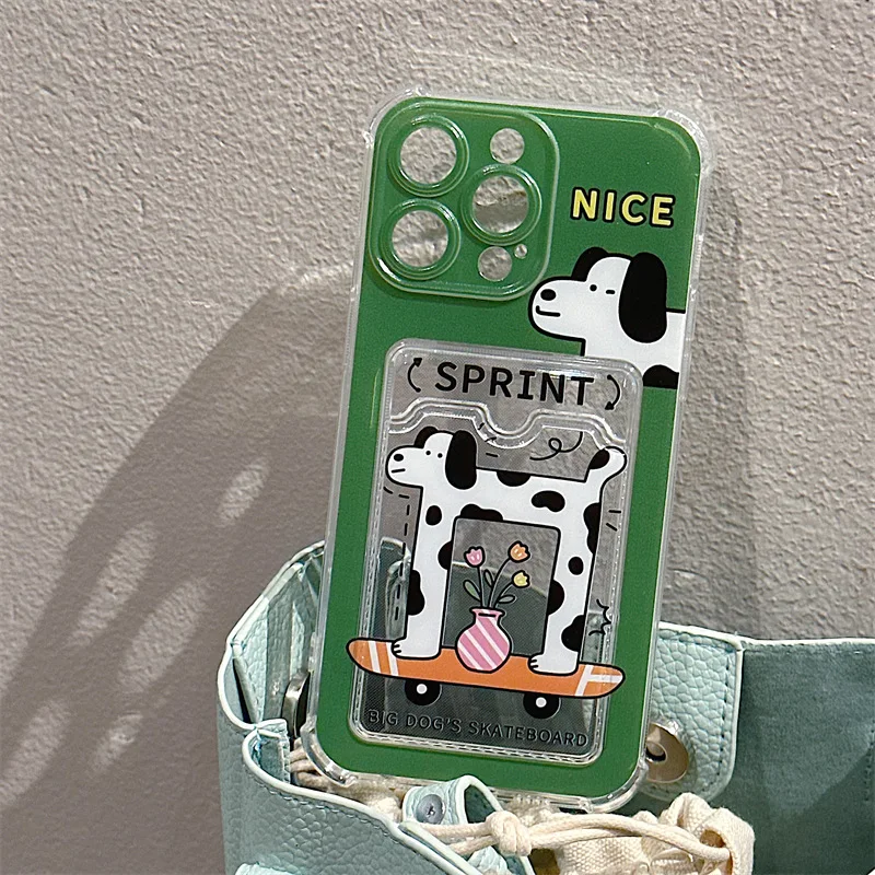 Skateboarding Dog iPhone Case with Card Slot