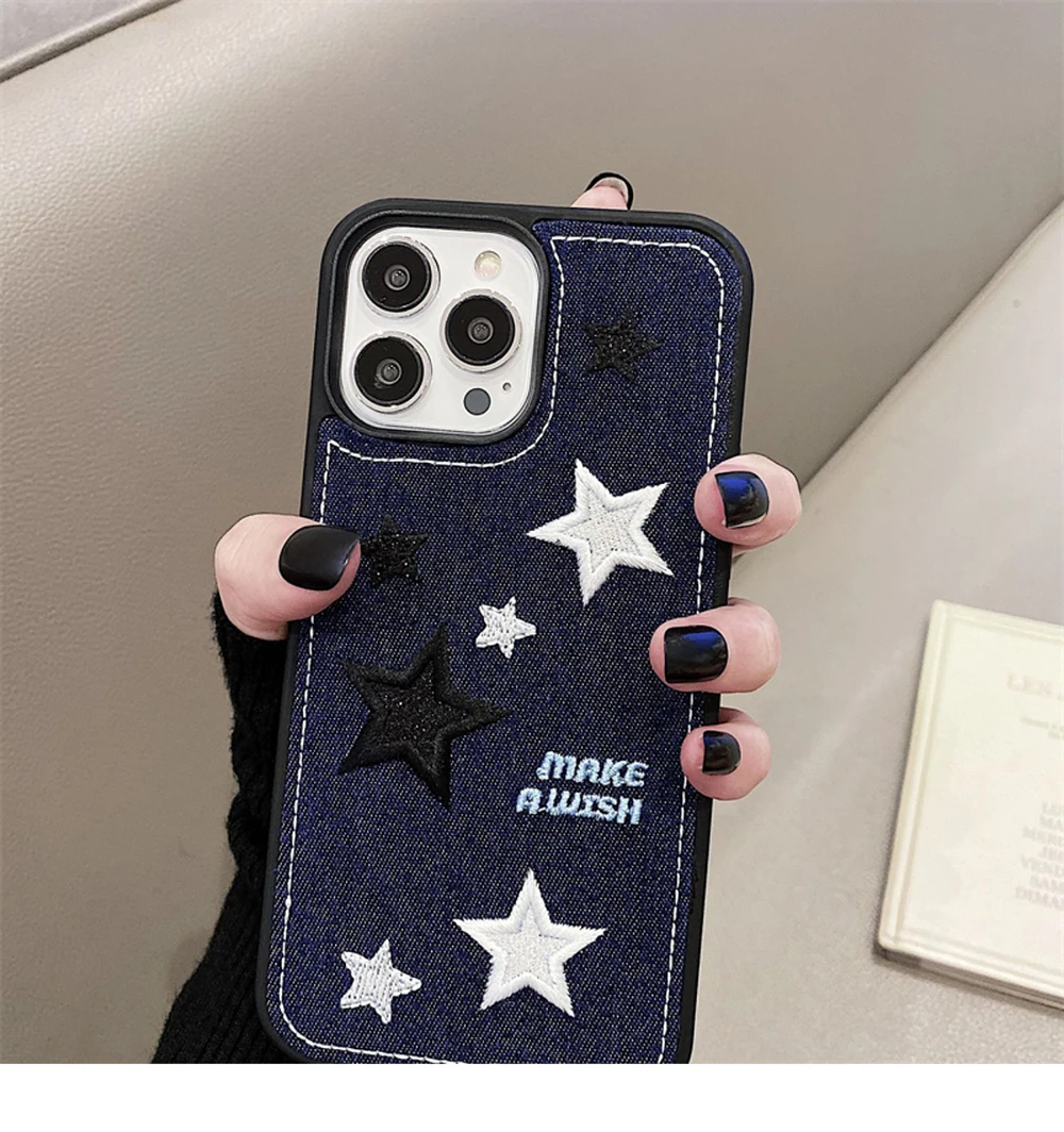 Denim Embroidery iPhone Case (2 Designs)