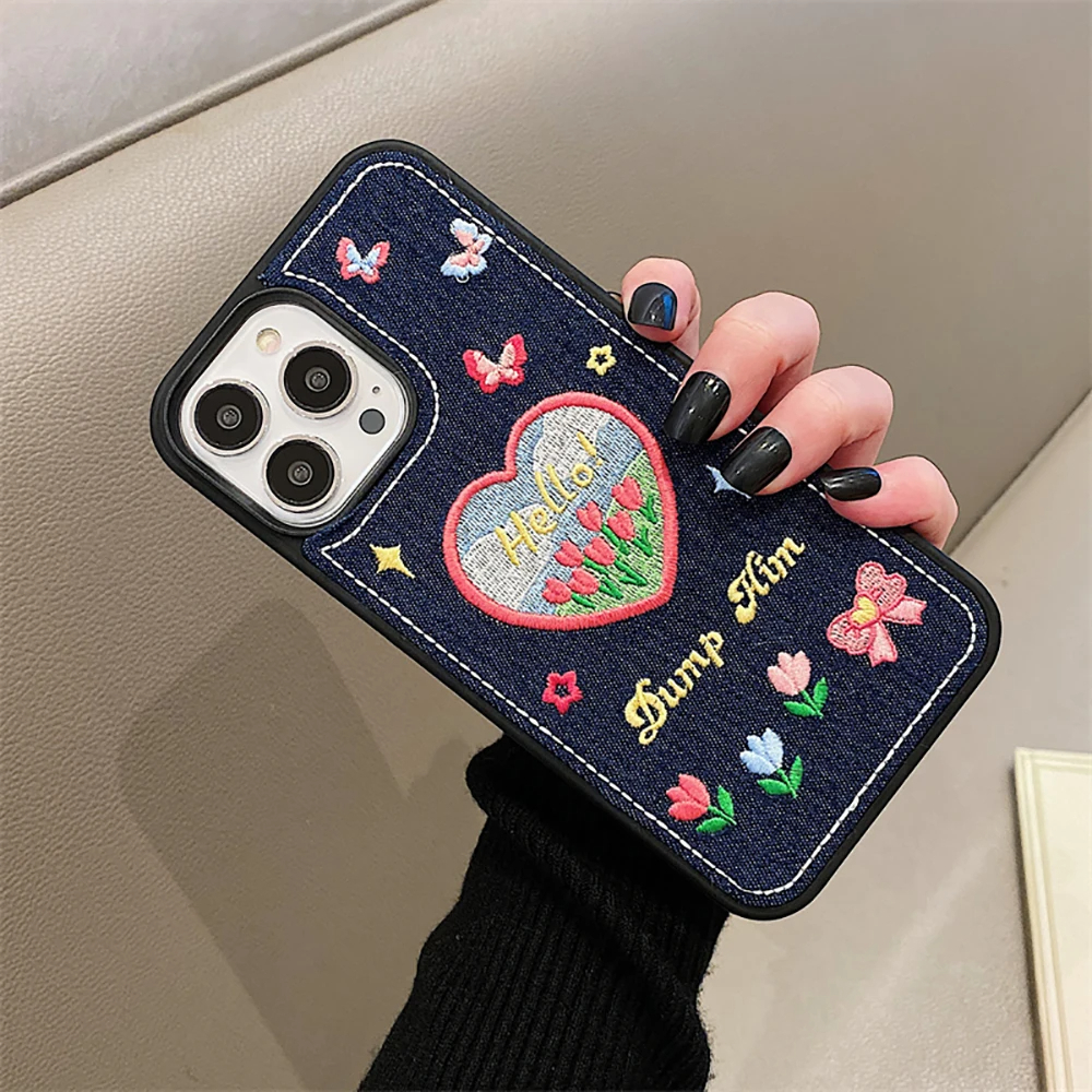 Denim Embroidery iPhone Case (2 Designs)