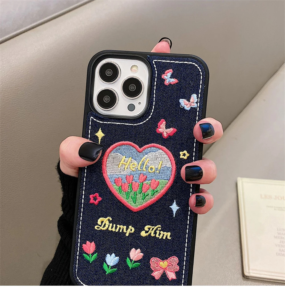 Denim Embroidery iPhone Case (2 Designs)