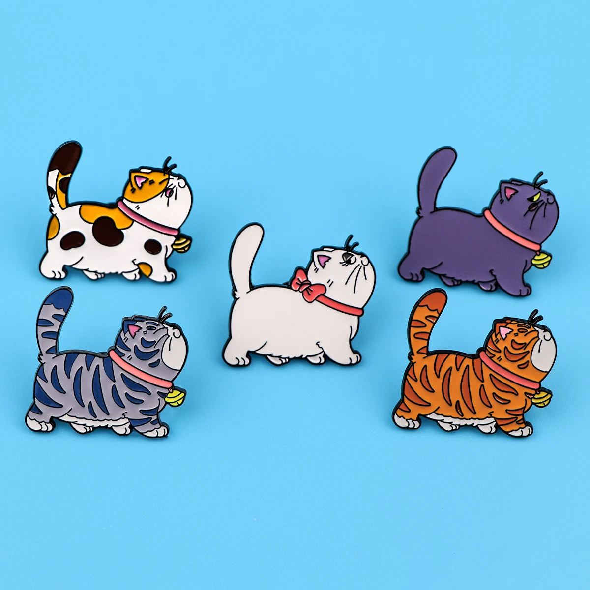 Strutting Cat Cat Enamel Pin (5 Designs)