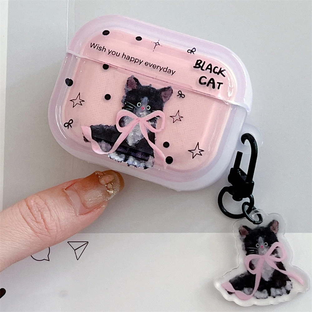 Ribbon Kitty AirPods Charger Case Cover with Charm Clip