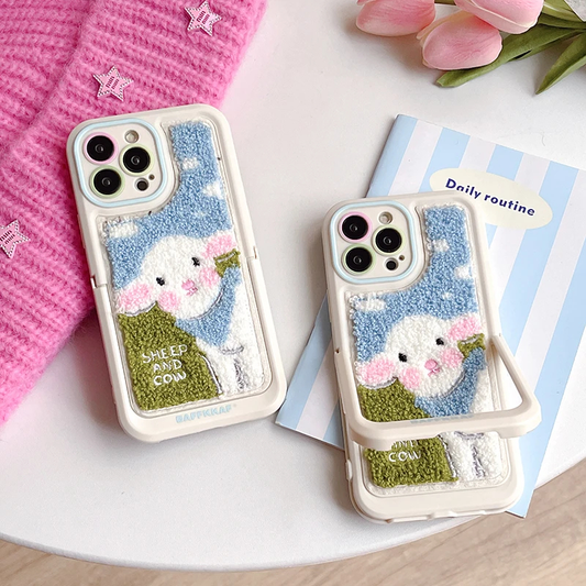 Embroidered Lamb iPhone Case with Kickstand