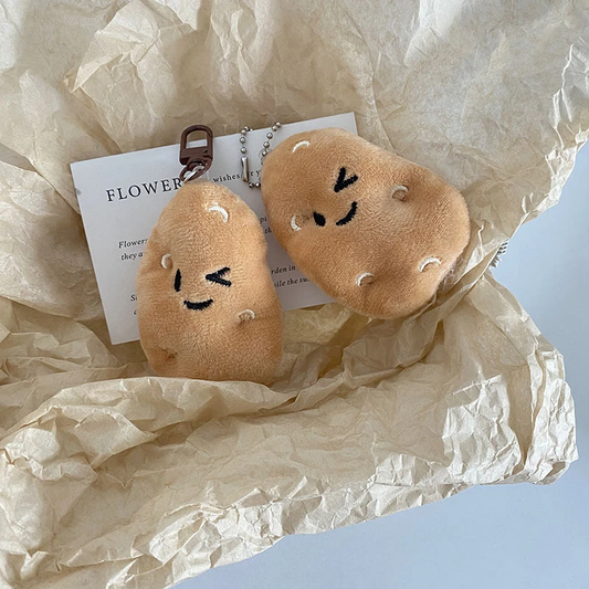 Winking Potato Character Plush Keychain