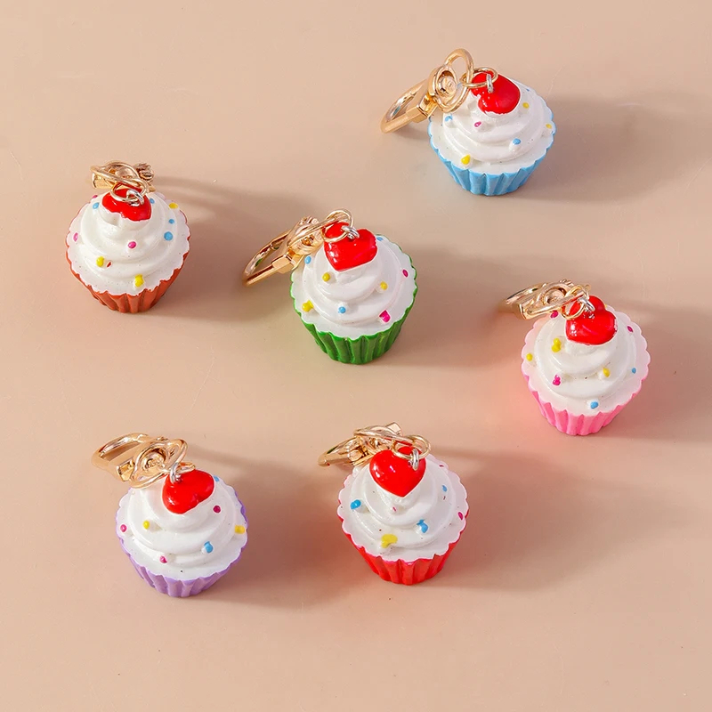 3D Deco Cupcake Charm Clip Keyring (6 Colours)