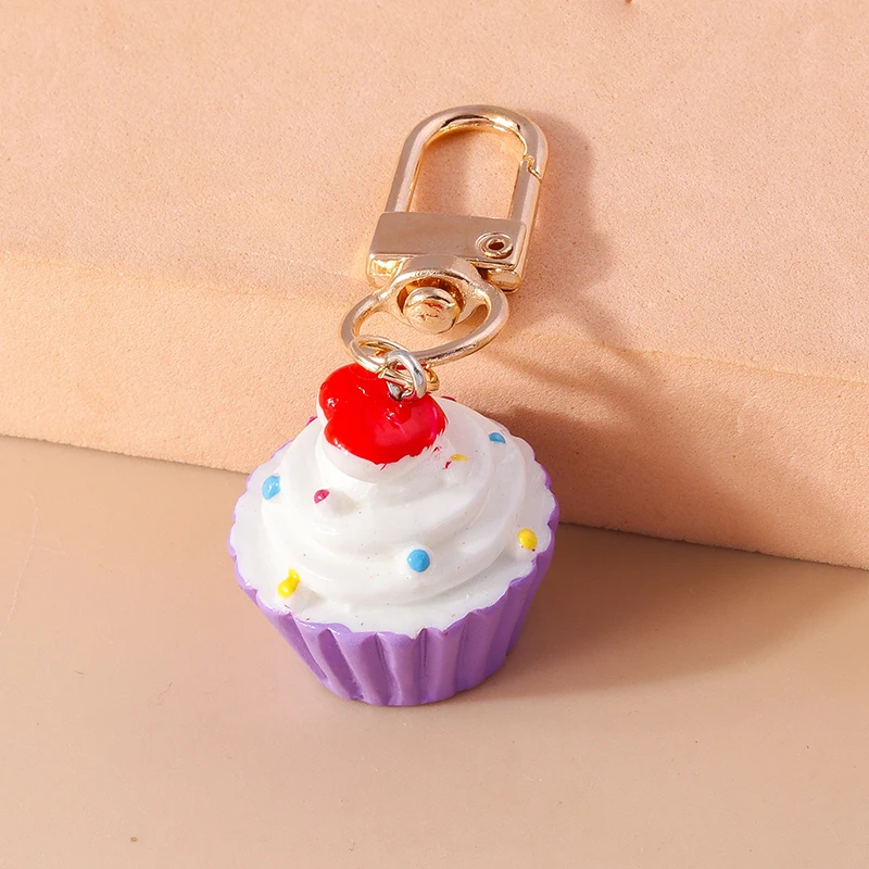 3D Deco Cupcake Charm Clip Keyring (6 Colours)