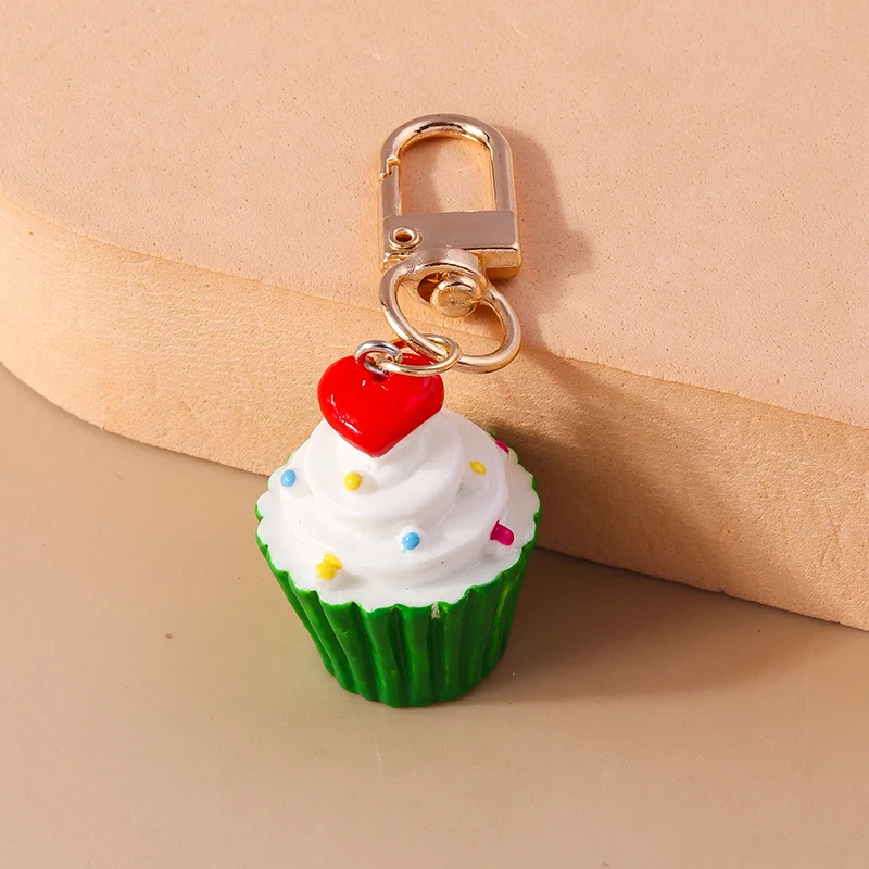 3D Deco Cupcake Charm Clip Keyring (6 Colours)