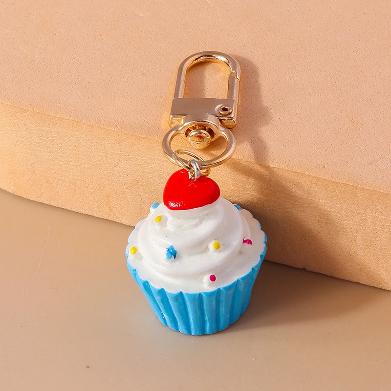 3D Deco Cupcake Charm Clip Keyring (6 Colours)