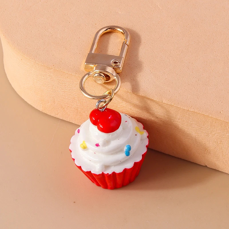 3D Deco Cupcake Charm Clip Keyring (6 Colours)