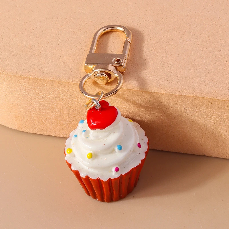 3D Deco Cupcake Charm Clip Keyring (6 Colours)