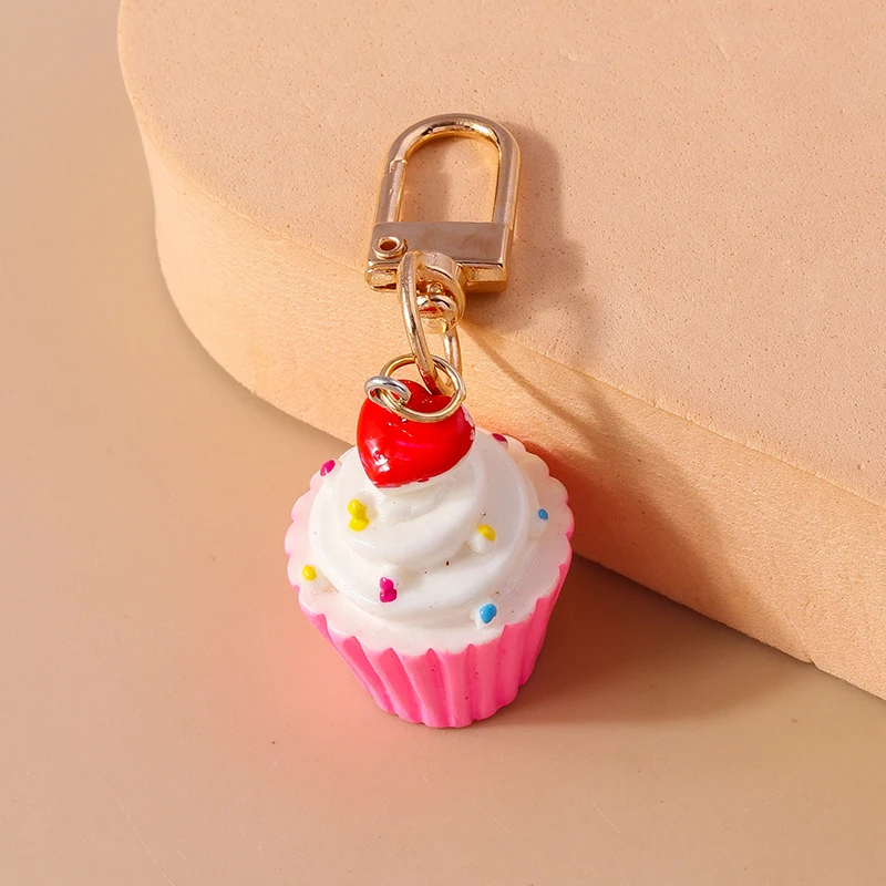 3D Deco Cupcake Charm Clip Keyring (6 Colours)