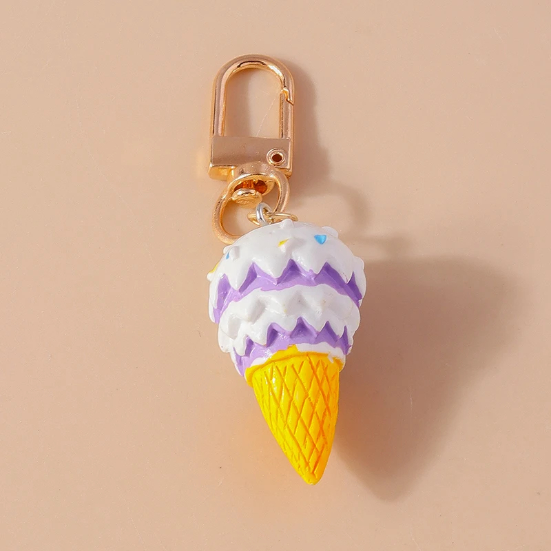 3D Deco Ice Cream Charm Clip Keyring (4 Colours)