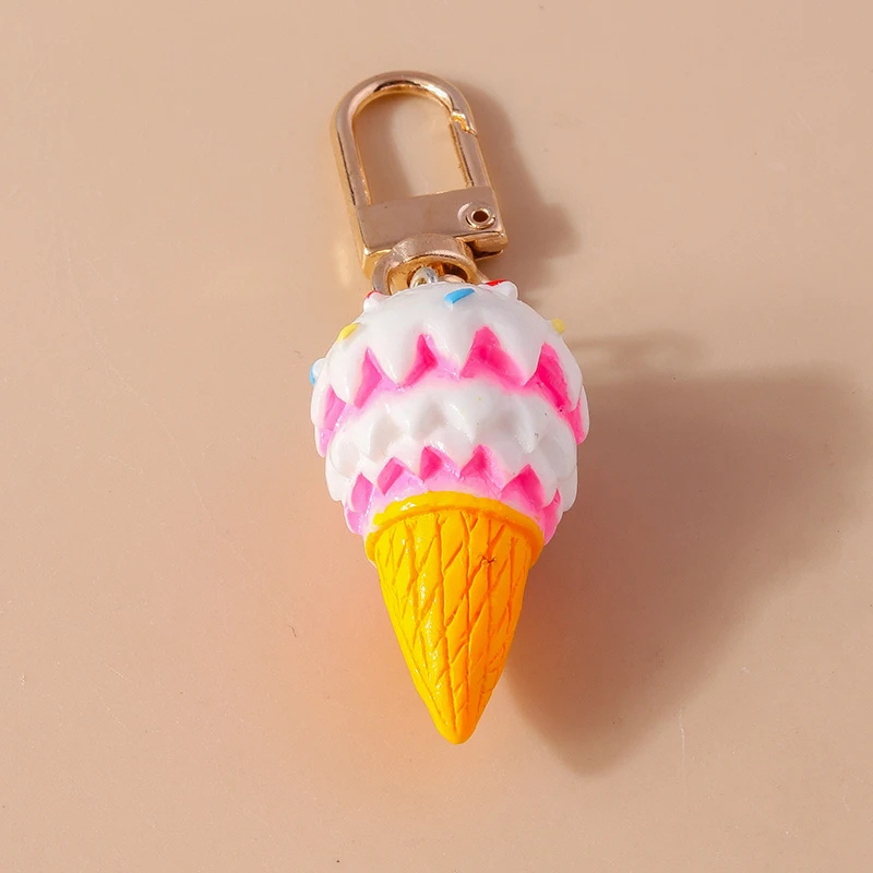 3D Deco Ice Cream Charm Clip Keyring (4 Colours)