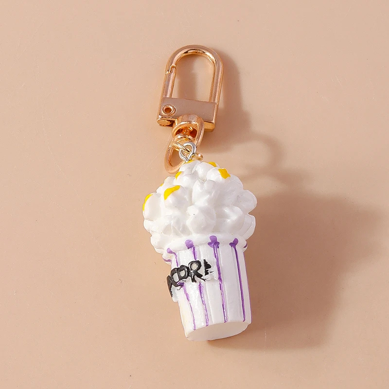 3D Deco Popcorn Charm Clip Keyring (5 Colours)