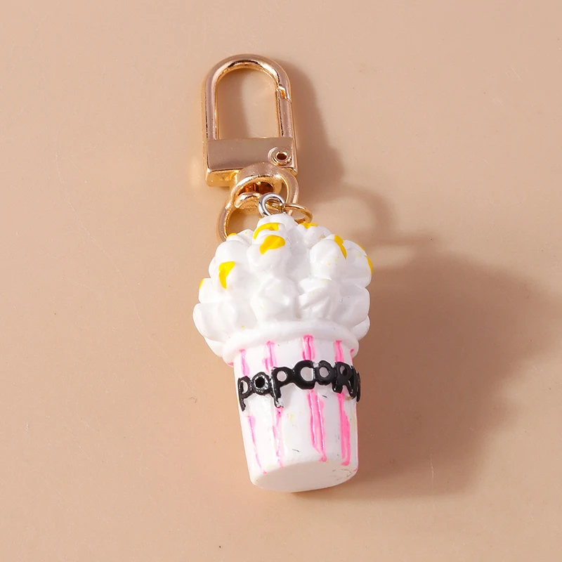 3D Deco Popcorn Charm Clip Keyring (5 Colours)