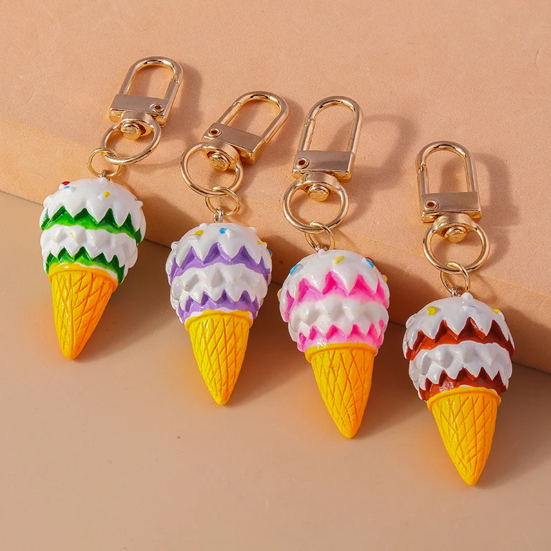 3D Deco Ice Cream Charm Clip Keyring (4 Colours)